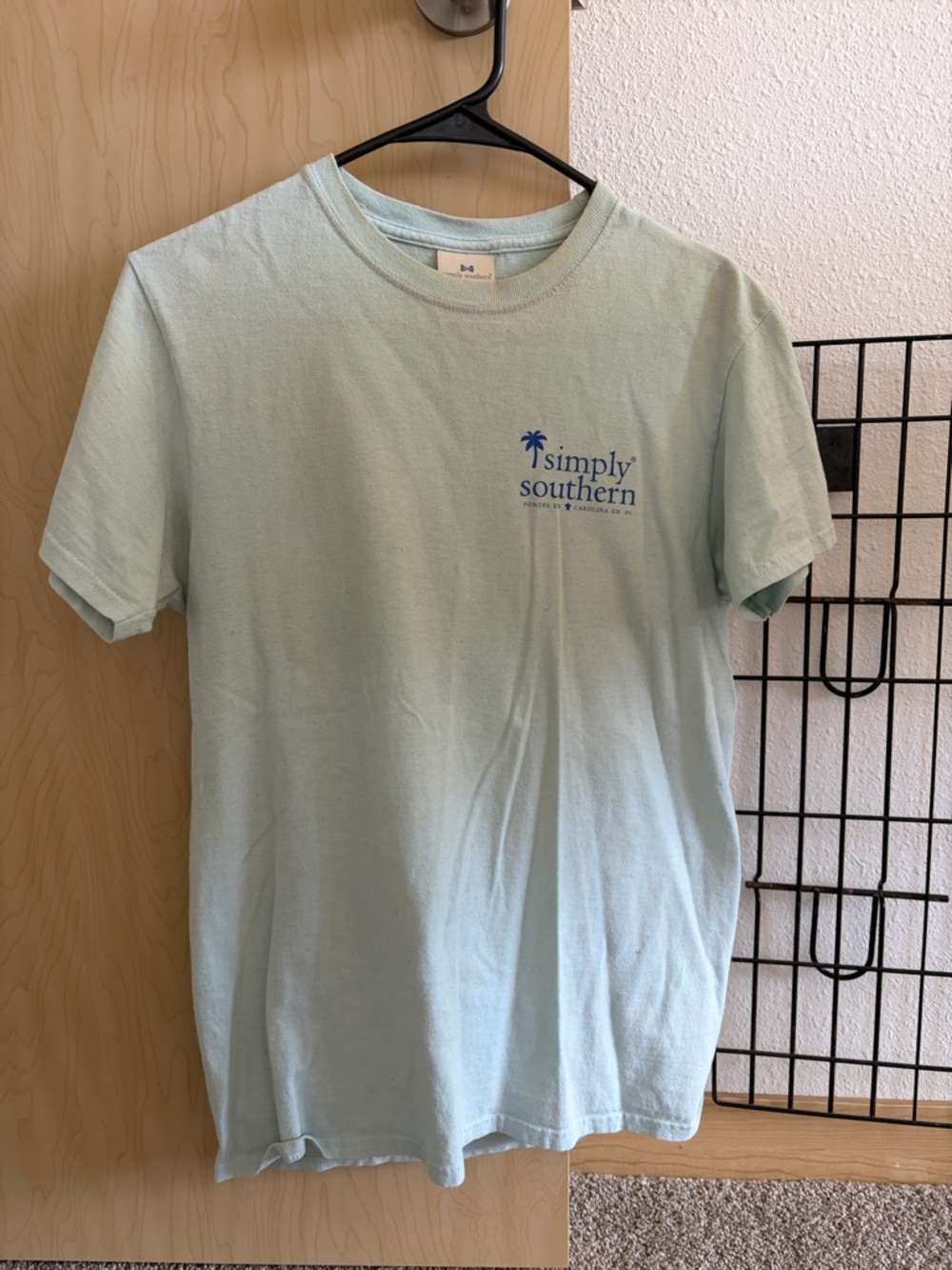 Simply Southern Men’s Short Sleeve Tee in Mint Green with Blue Logo